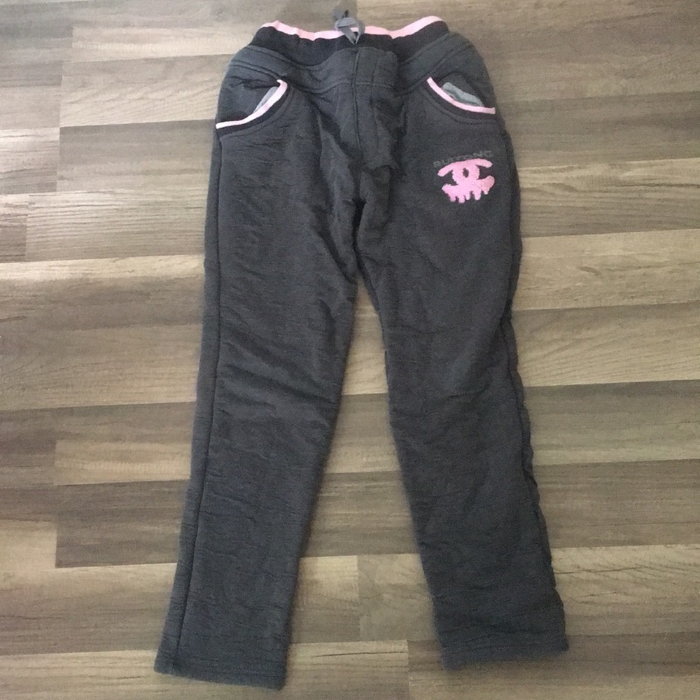 Gray and pink sweatpants